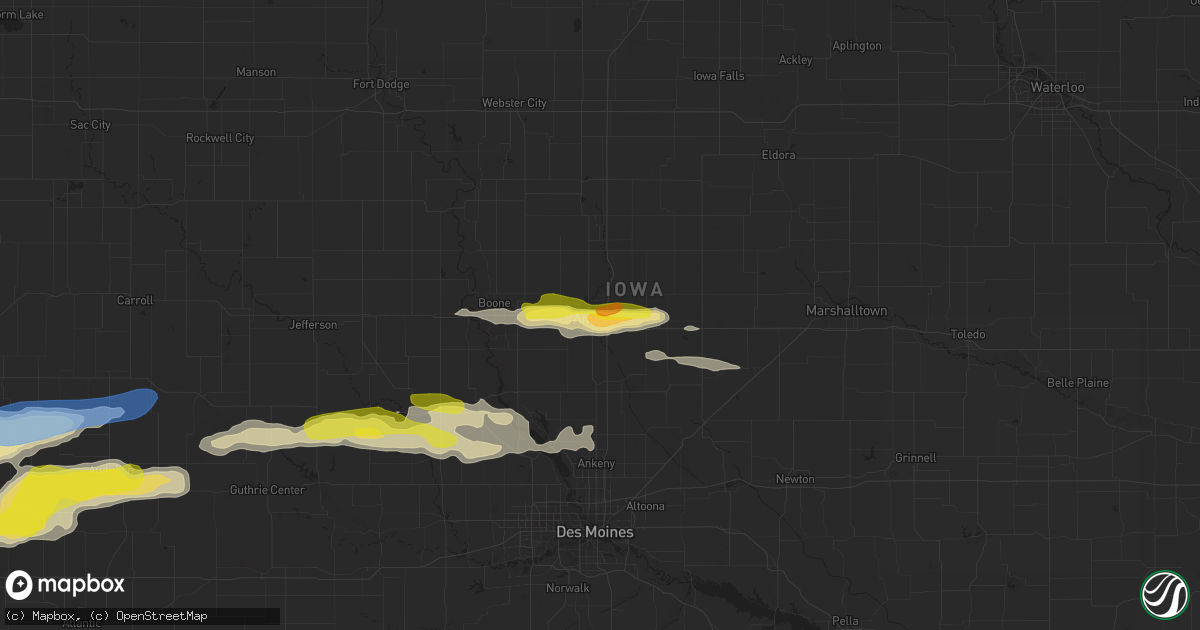 Hail map in Ames, IA on September 14, 2019