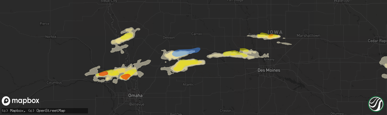 Hail map in Audubon, IA on September 14, 2019