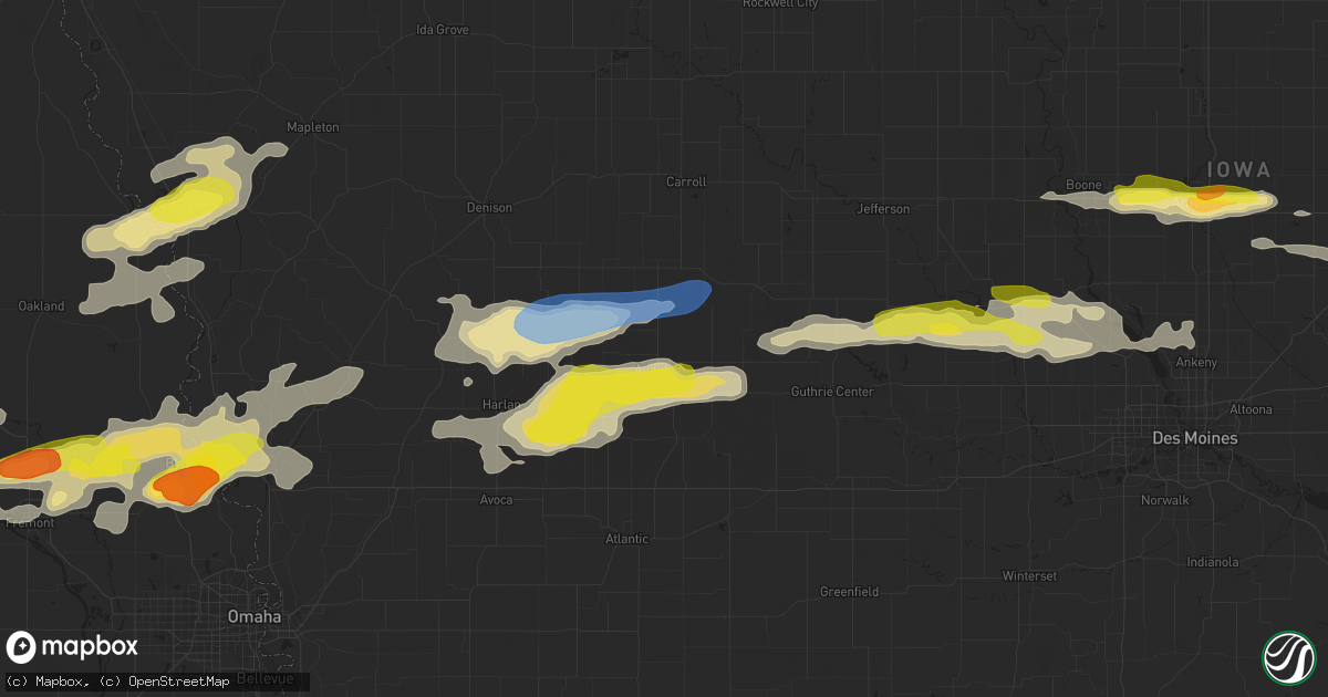 Hail map in Audubon, IA on September 14, 2019
