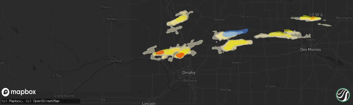 Hail map in Blair, NE on September 14, 2019