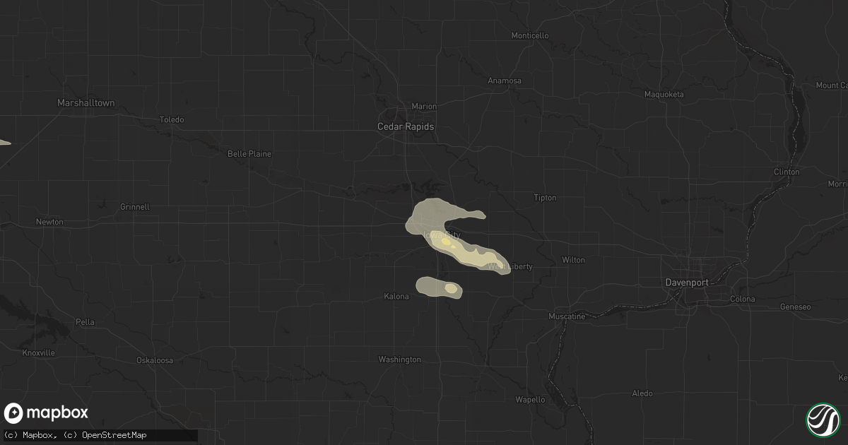 Hail map in Coralville, IA on September 14, 2019