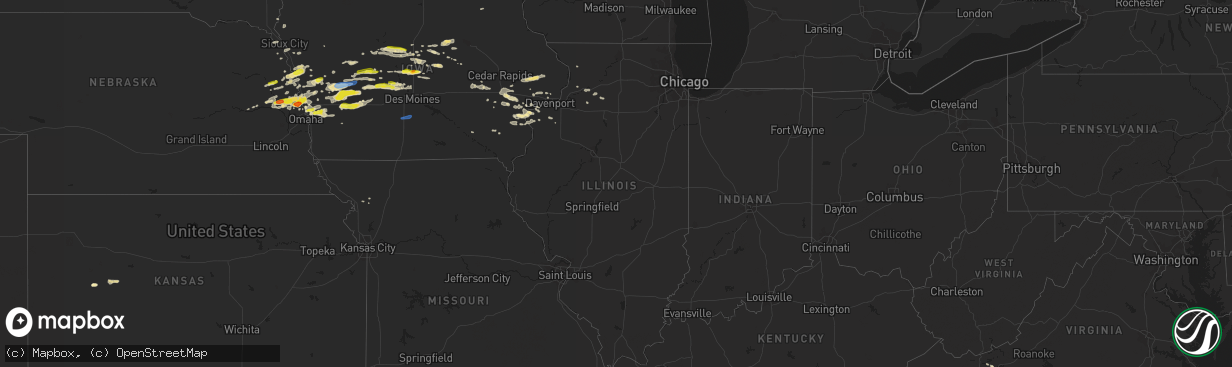 Hail map in Illinois on September 14, 2019