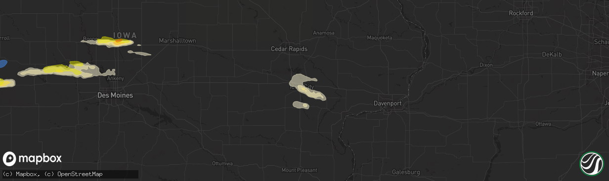 Hail map in Iowa City, IA on September 14, 2019