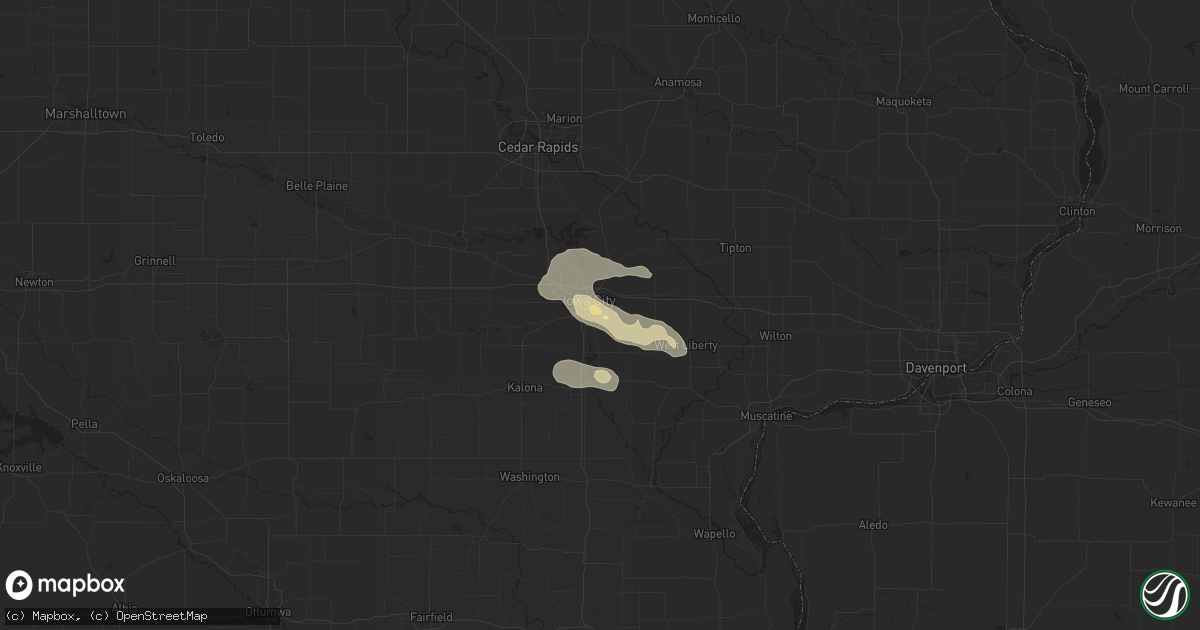 Hail map in Iowa City, IA on September 14, 2019