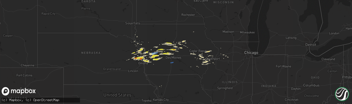 Hail map in Iowa on September 14, 2019