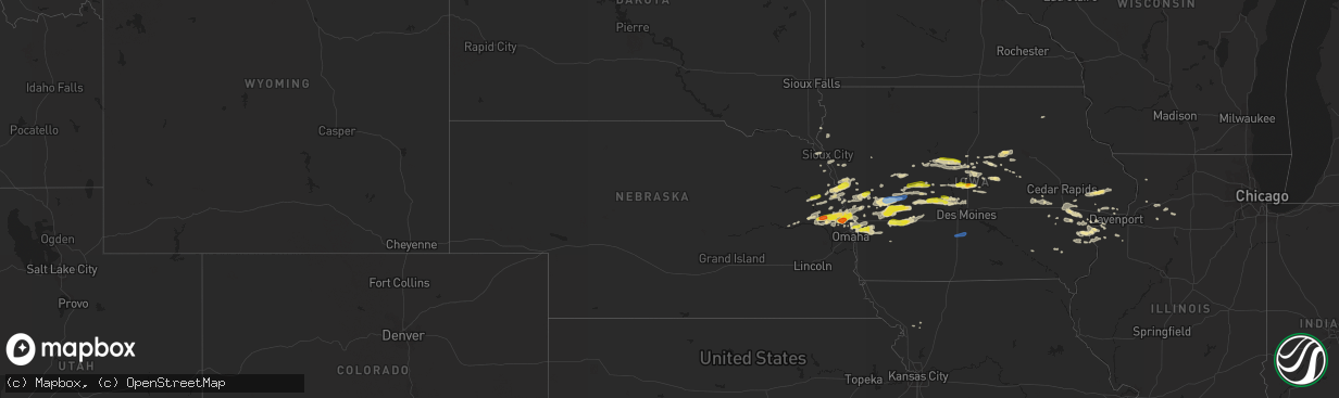 Hail map in Nebraska on September 14, 2019