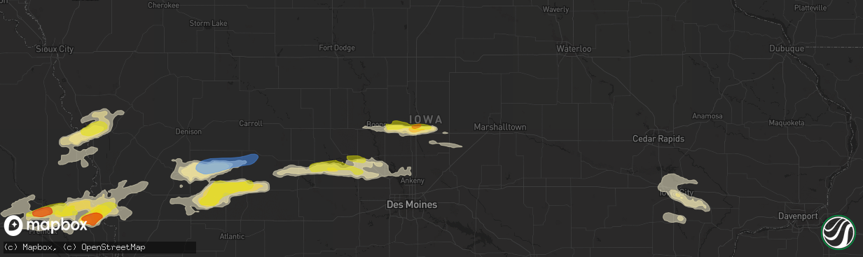 Hail map in Nevada, IA on September 14, 2019