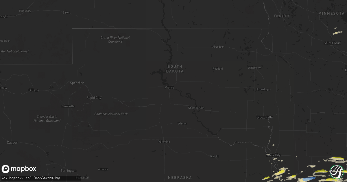 Hail map in South Dakota on September 14, 2019
