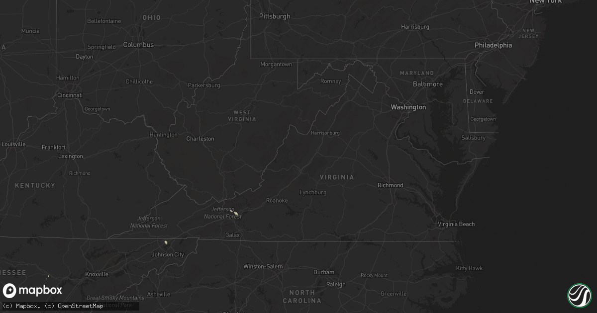 Hail map in Virginia on September 14, 2019