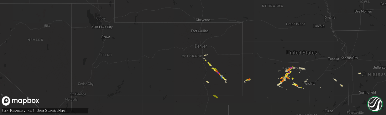 Hail map in Colorado on September 14, 2021