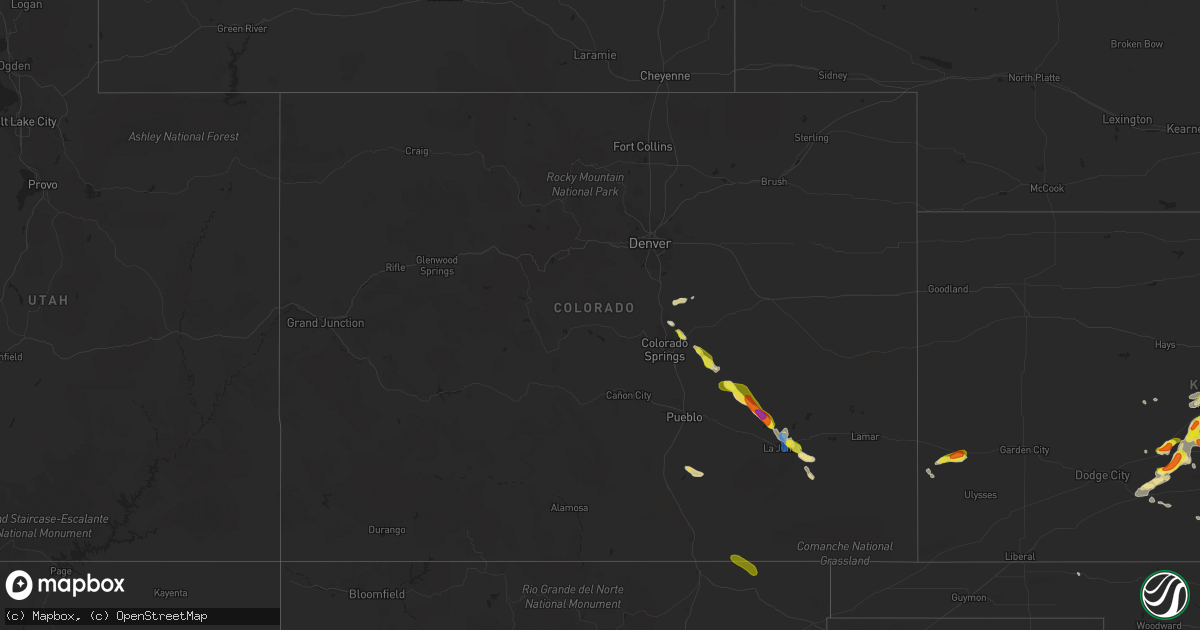Hail map in Colorado on September 14, 2021