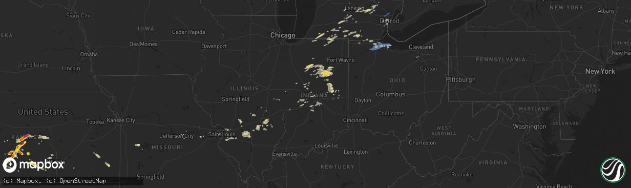 Hail map in Indiana on September 14, 2021