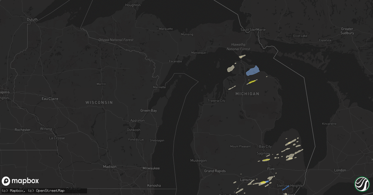 Hail map in Michigan on September 14, 2021