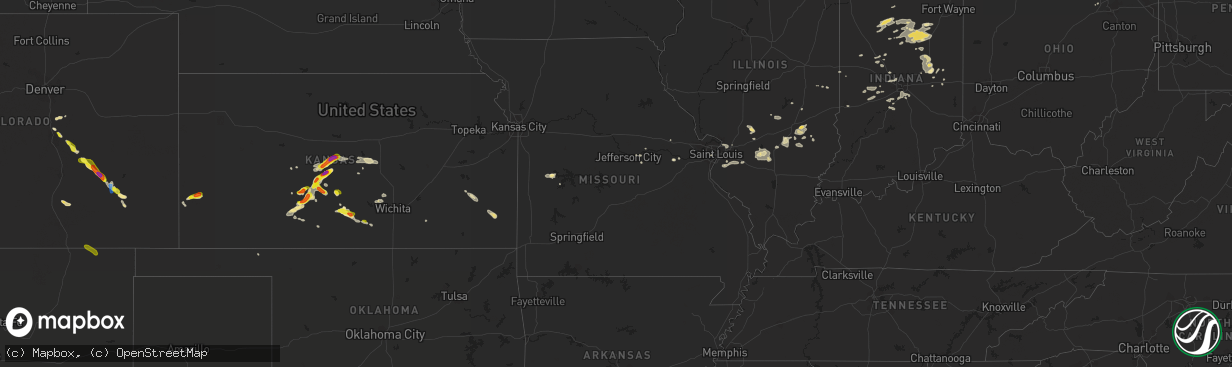 Hail map in Missouri on September 14, 2021
