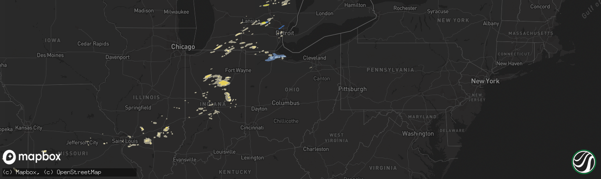 Hail map in Ohio on September 14, 2021