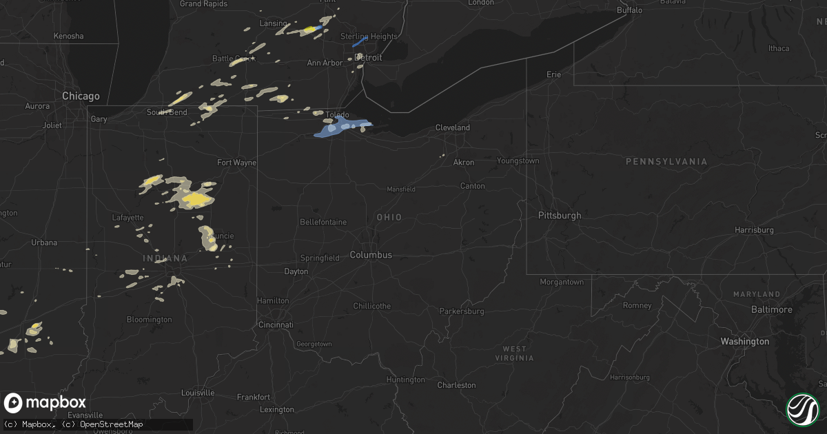 Hail map in Ohio on September 14, 2021