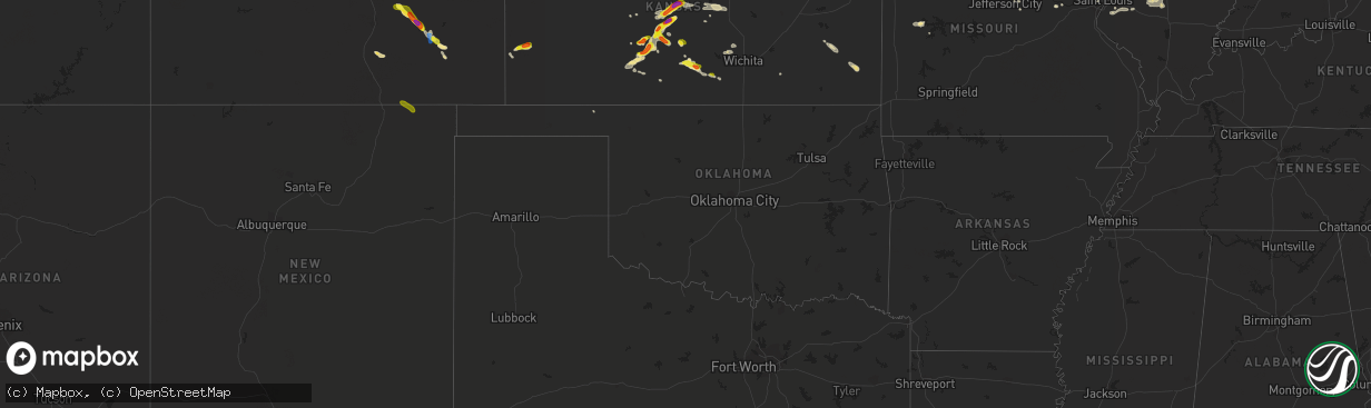 Hail map in Oklahoma on September 14, 2021