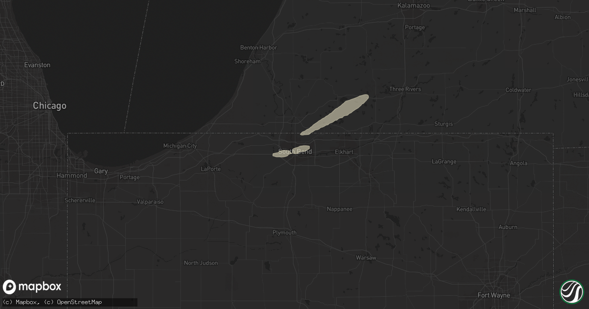 Hail map in South Bend, IN on September 14, 2021