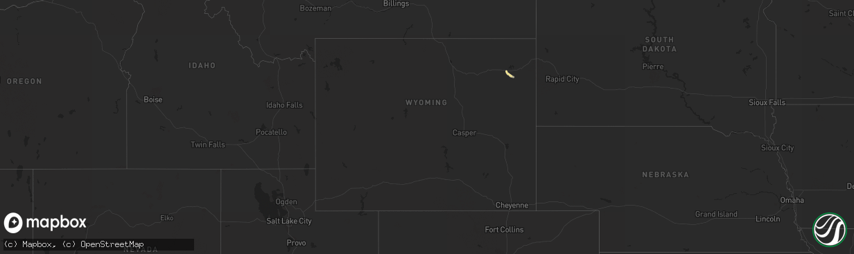 Hail map in Wyoming on September 14, 2021