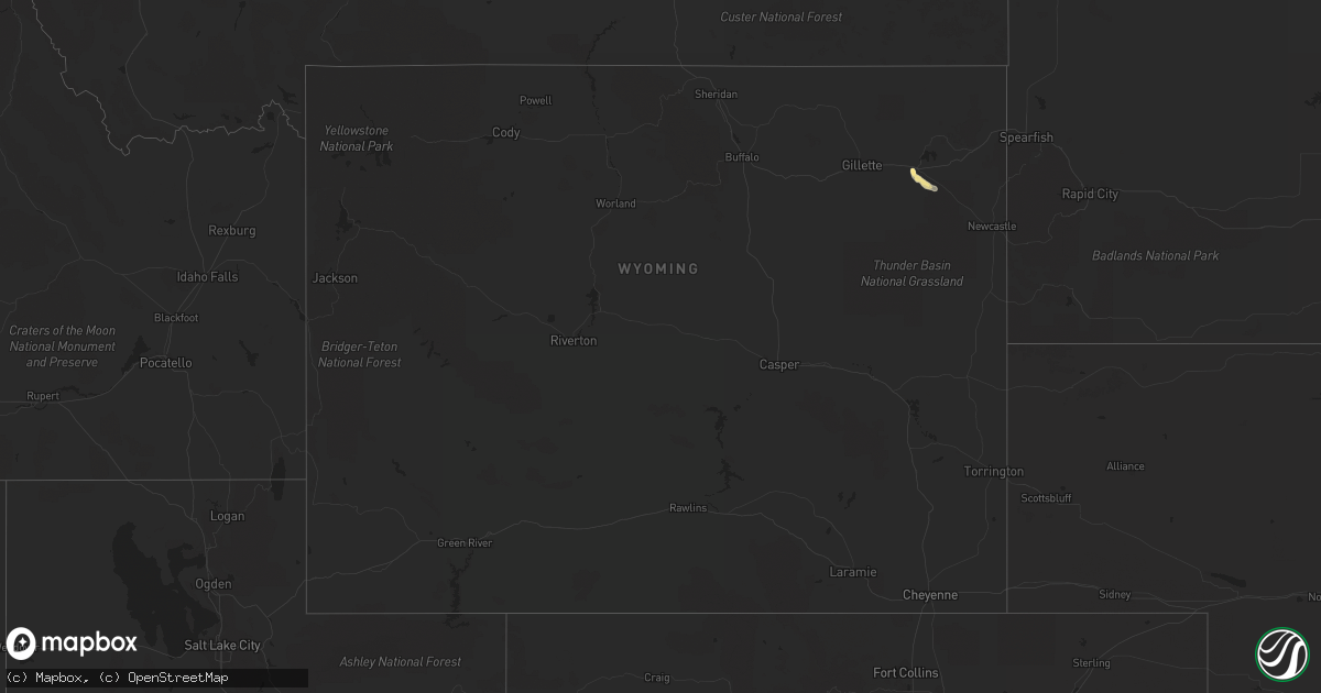 Hail map in Wyoming on September 14, 2021
