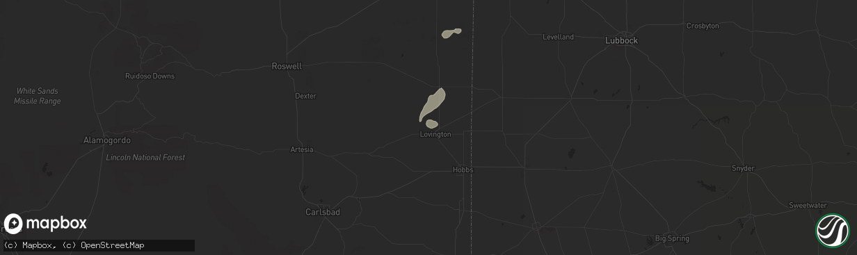 Hail map in Lovington, NM on September 14, 2022