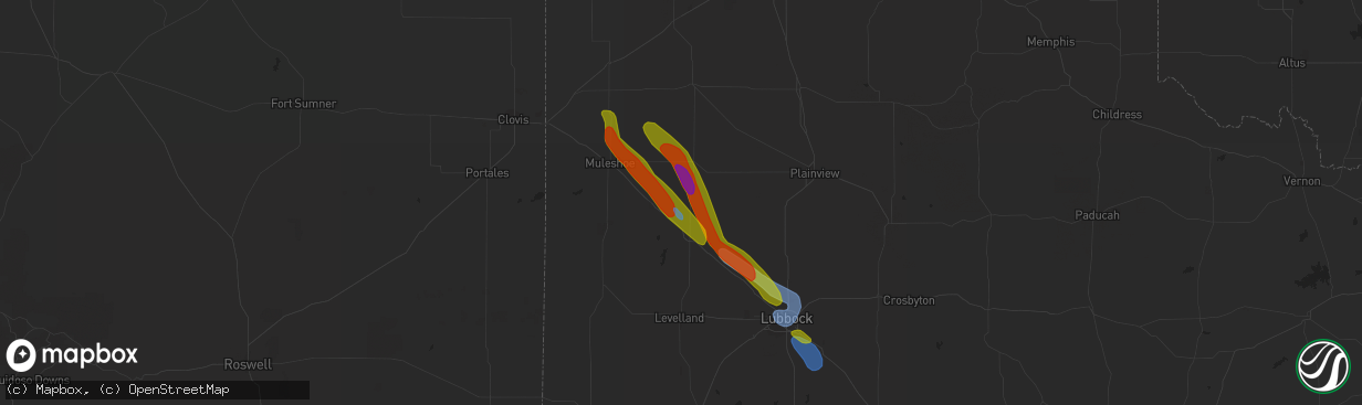 Hail map in Amherst, TX on September 14, 2023