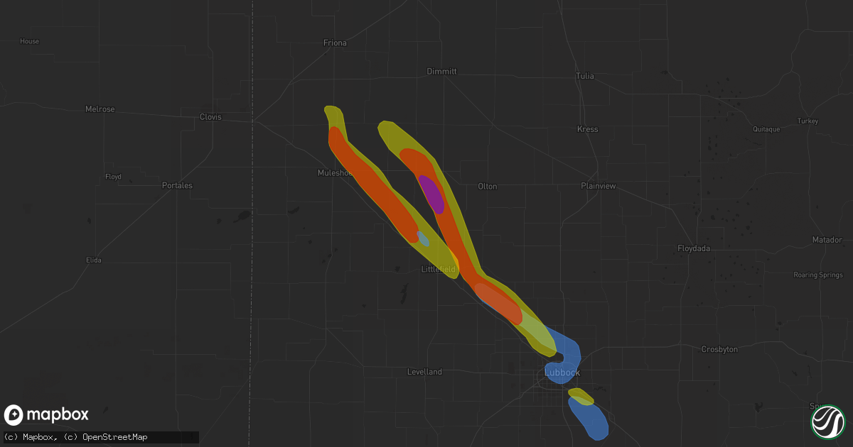 Hail map in Amherst, TX on September 14, 2023