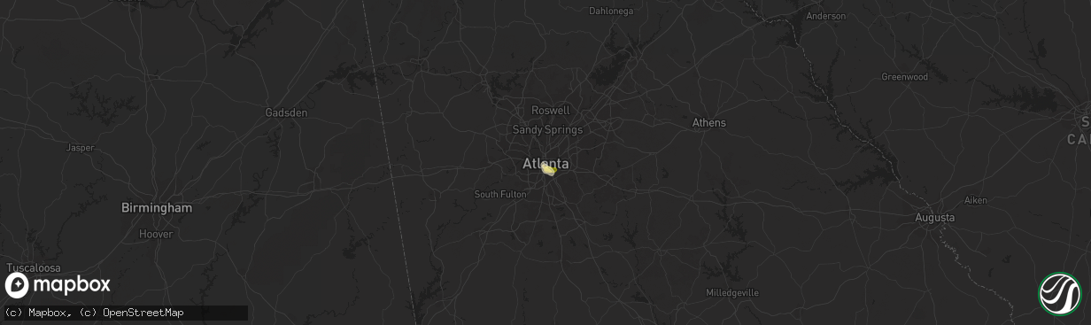 Hail map in Atlanta, GA on September 14, 2023