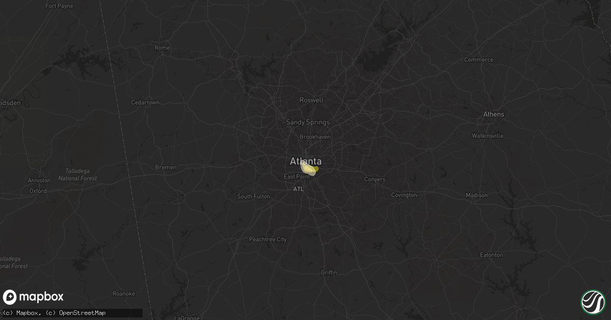 Hail map in Atlanta, GA on September 14, 2023