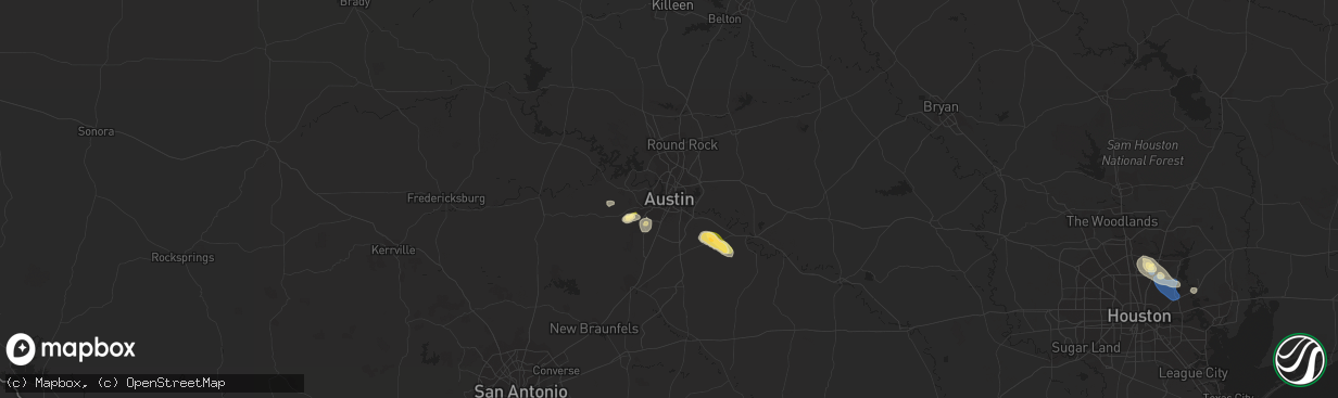 Hail map in Austin, TX on September 14, 2023