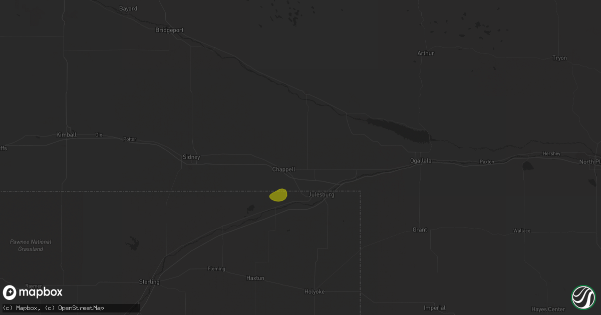Hail map in Chappell, NE on September 14, 2023