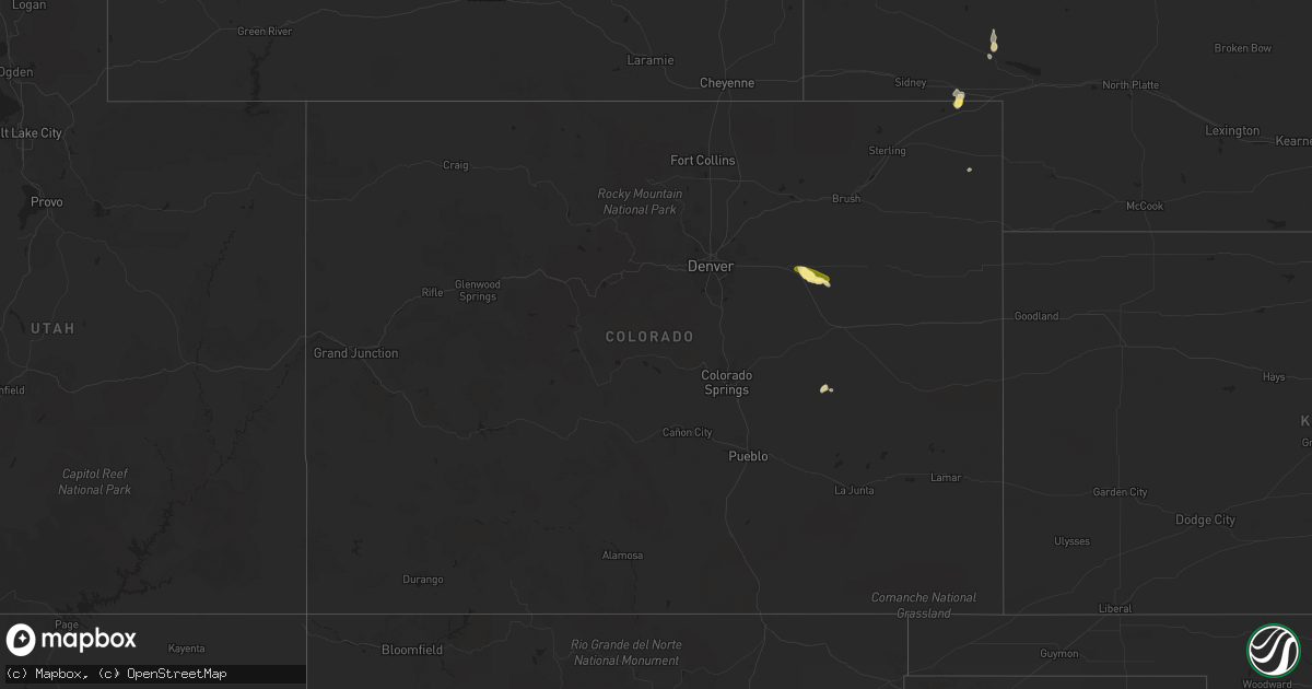 Hail map in Colorado on September 14, 2023