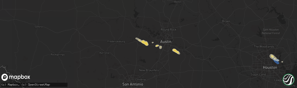 Hail map in Dripping Springs, TX on September 14, 2023