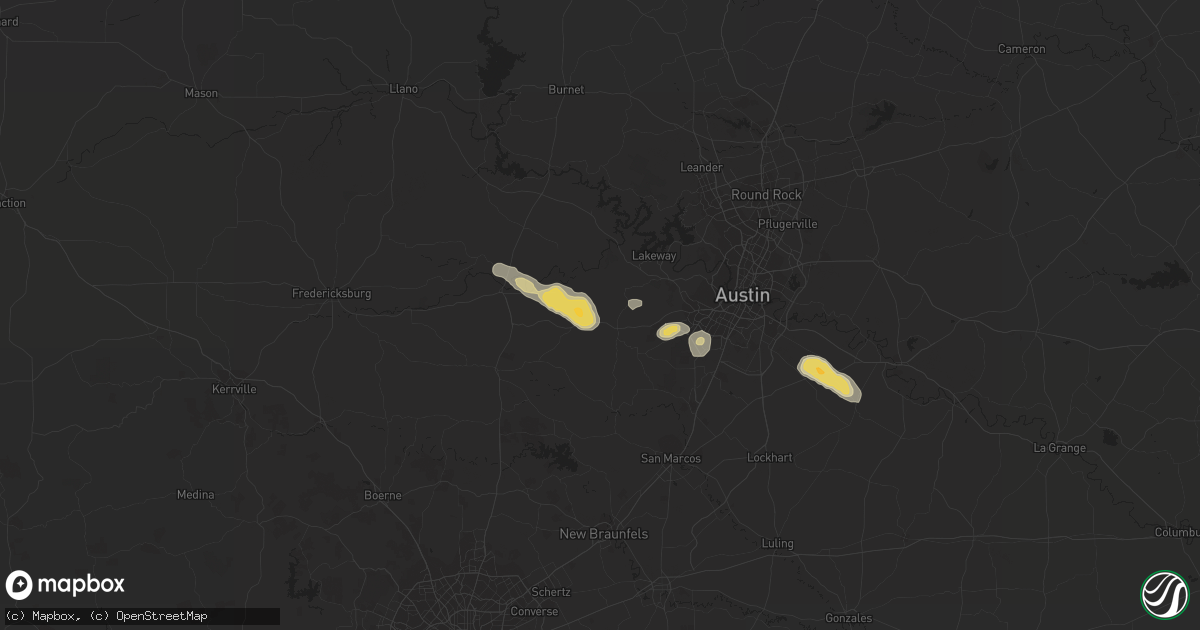 Hail map in Dripping Springs, TX on September 14, 2023