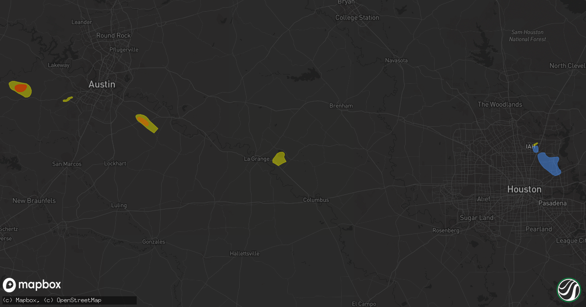 Hail map in Fayetteville, TX on September 14, 2023