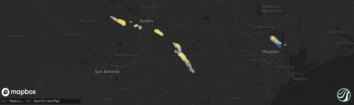 Hail map in Flatonia, TX on September 14, 2023