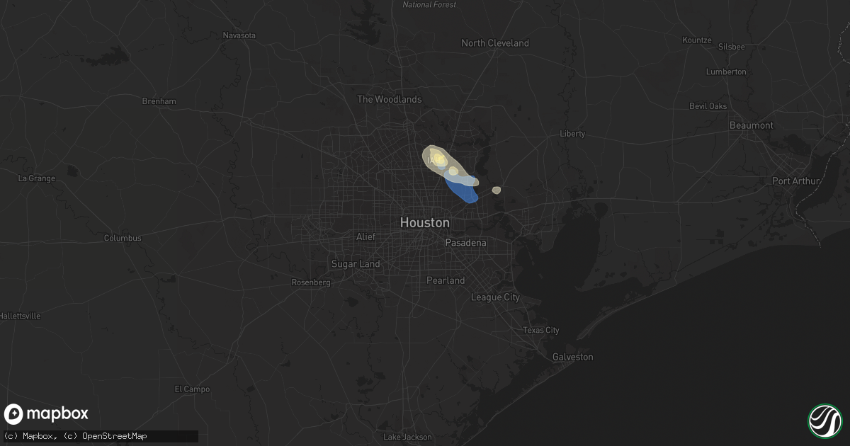 Hail map in Houston, TX on September 14, 2023