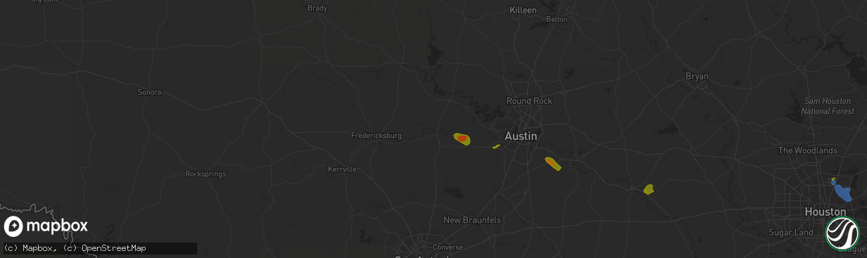 Hail map in Johnson City, TX on September 14, 2023