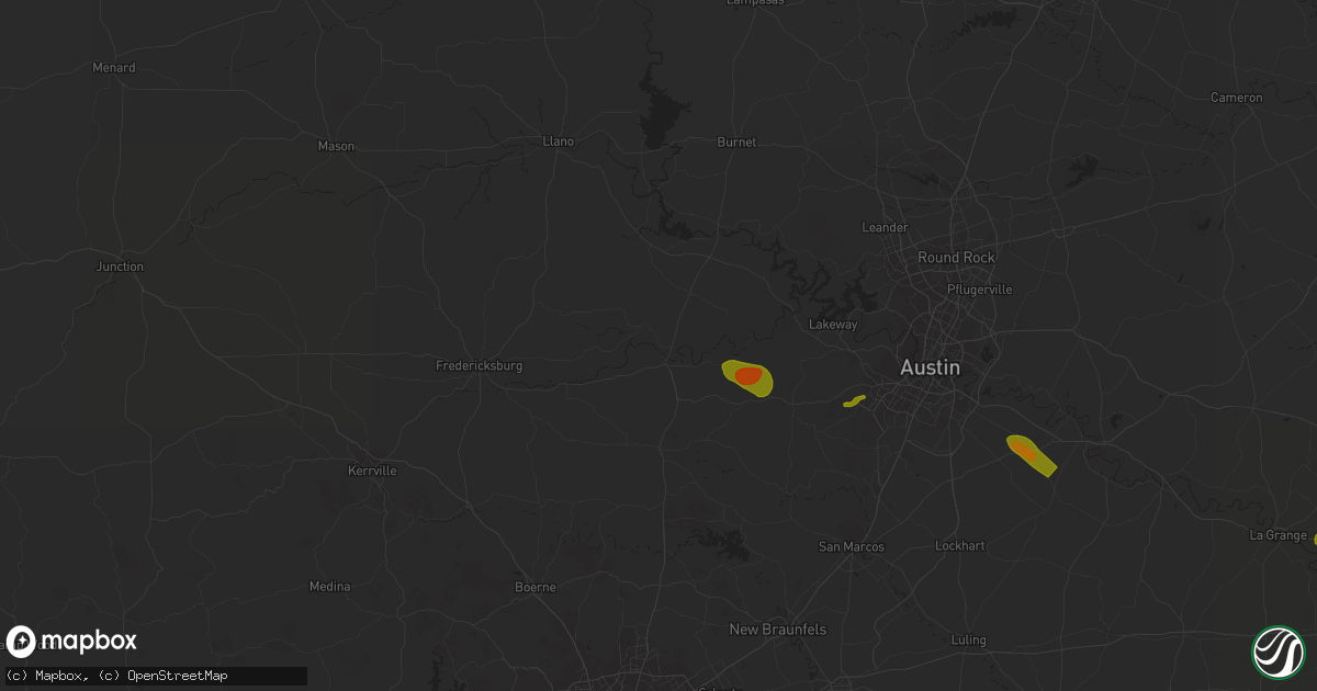 Hail map in Johnson City, TX on September 14, 2023
