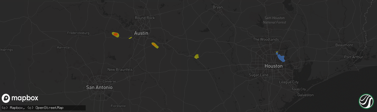 Hail map in La Grange, TX on September 14, 2023