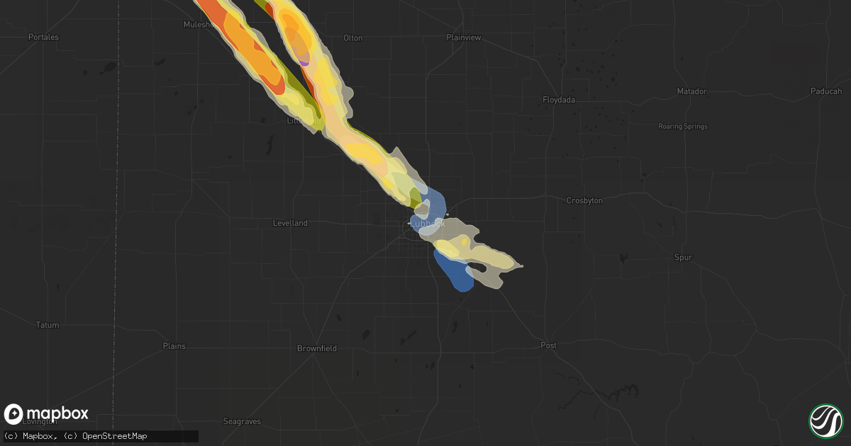 Hail map in Lubbock, TX on September 14, 2023