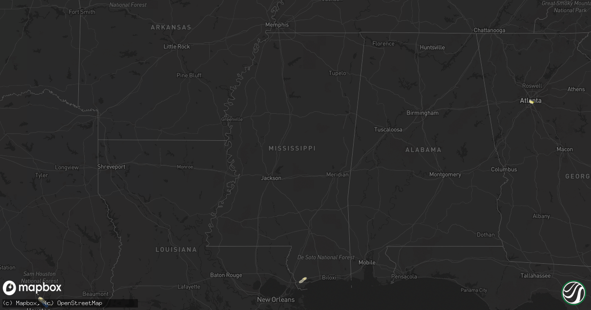 Hail map in Mississippi on September 14, 2023