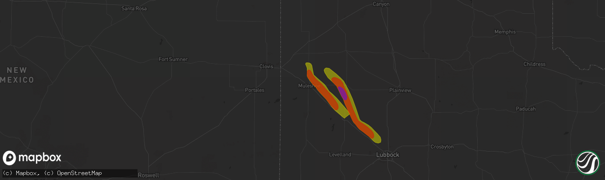 Hail map in Muleshoe, TX on September 14, 2023