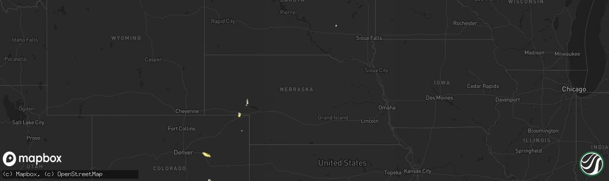 Hail map in Nebraska on September 14, 2023