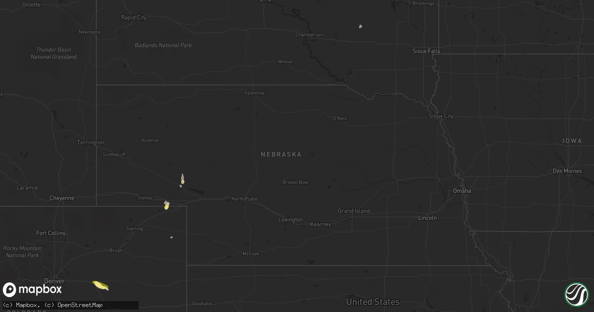 Hail map in Nebraska on September 14, 2023