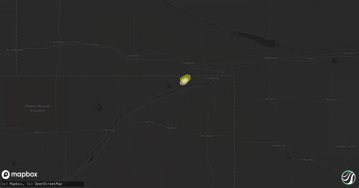 Hail map in Sedgwick, CO on September 14, 2023