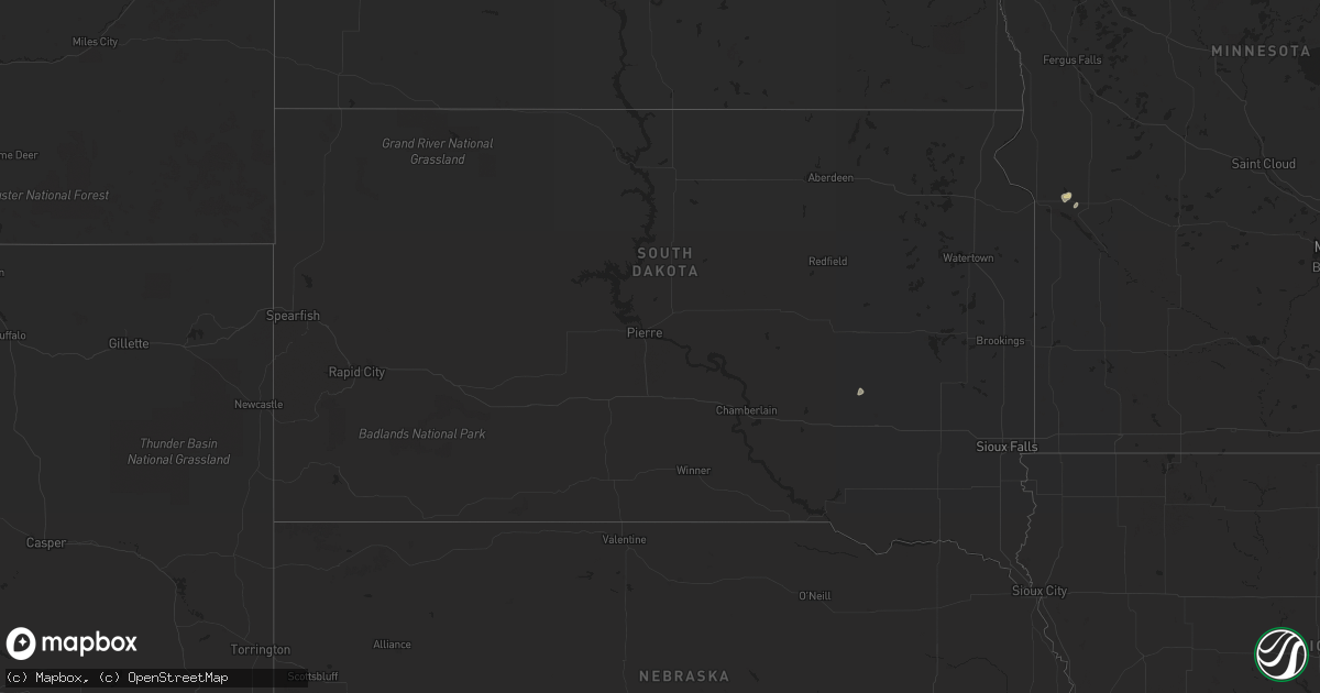 Hail map in South Dakota on September 14, 2023