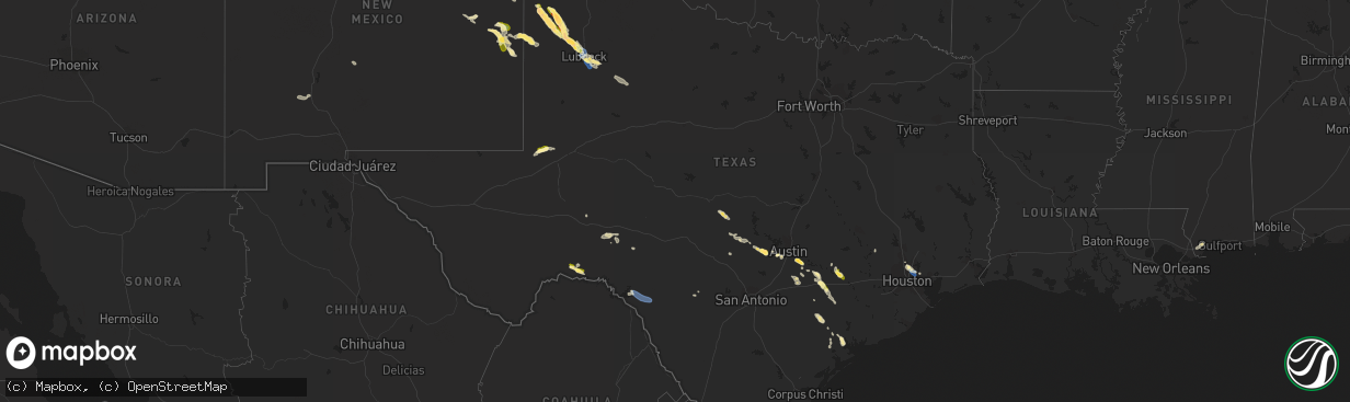 Hail map in Texas on September 14, 2023