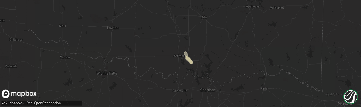 Hail map in Ardmore, OK on September 14, 2024