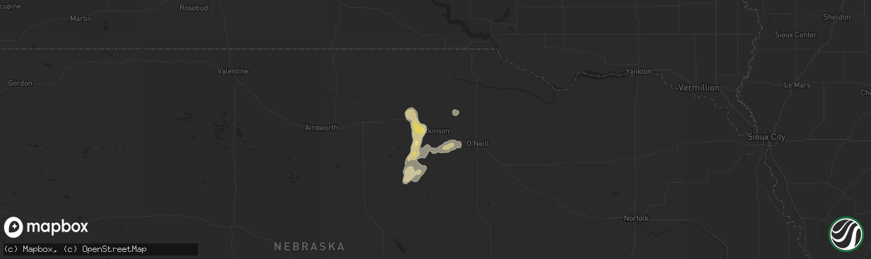 Hail map in Atkinson, NE on September 14, 2024